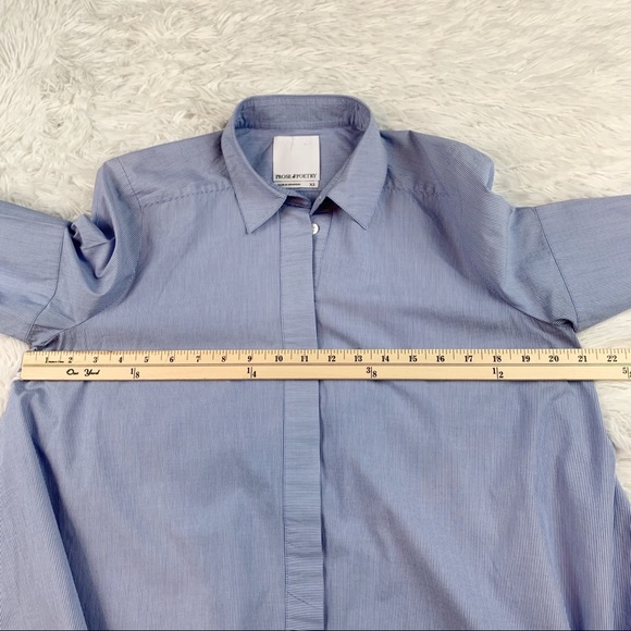 Prose & Poetry short sleeve striped oversized button up shirt in blue - Picture 5 of 10